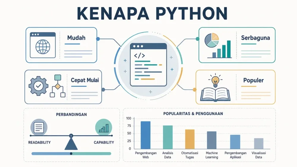 Infografik alasan belajar bahasa pemrograman Python
